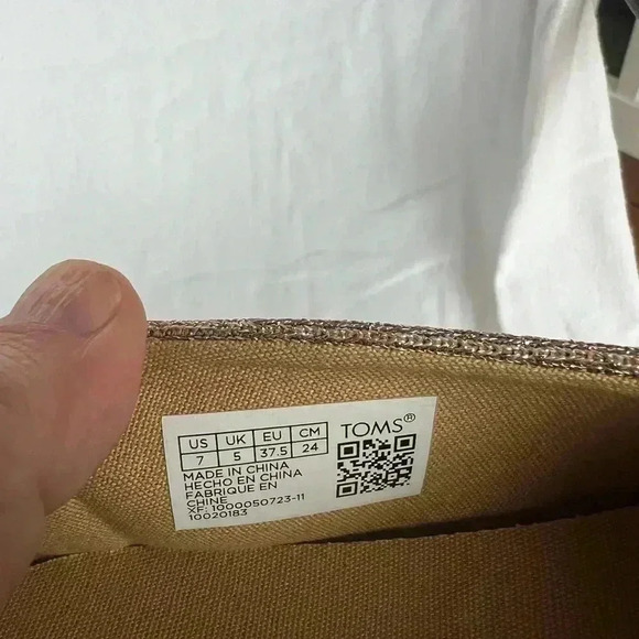 TOMS Womens Size 7 Alpargata Ortholite GOLD Sparkle Knit Flat Shoes - Picture 11 of 11